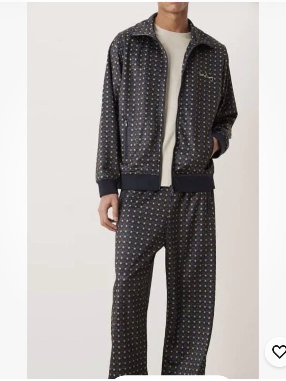 House of Sunny Men's Dark Navy Printed Track Jacket and Pants Set Sz L